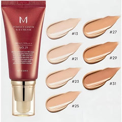 Missha BB Cream, M Perfect Cover, Missha No 21,Light Beige, Korean Beauty, K-Beauty, Korean Makeup, BB Cream, Foundation, SPF42, PA+++, Face Makeup, Hydrating Makeup, Buildable Coverage - Makeup Stash Pakistan