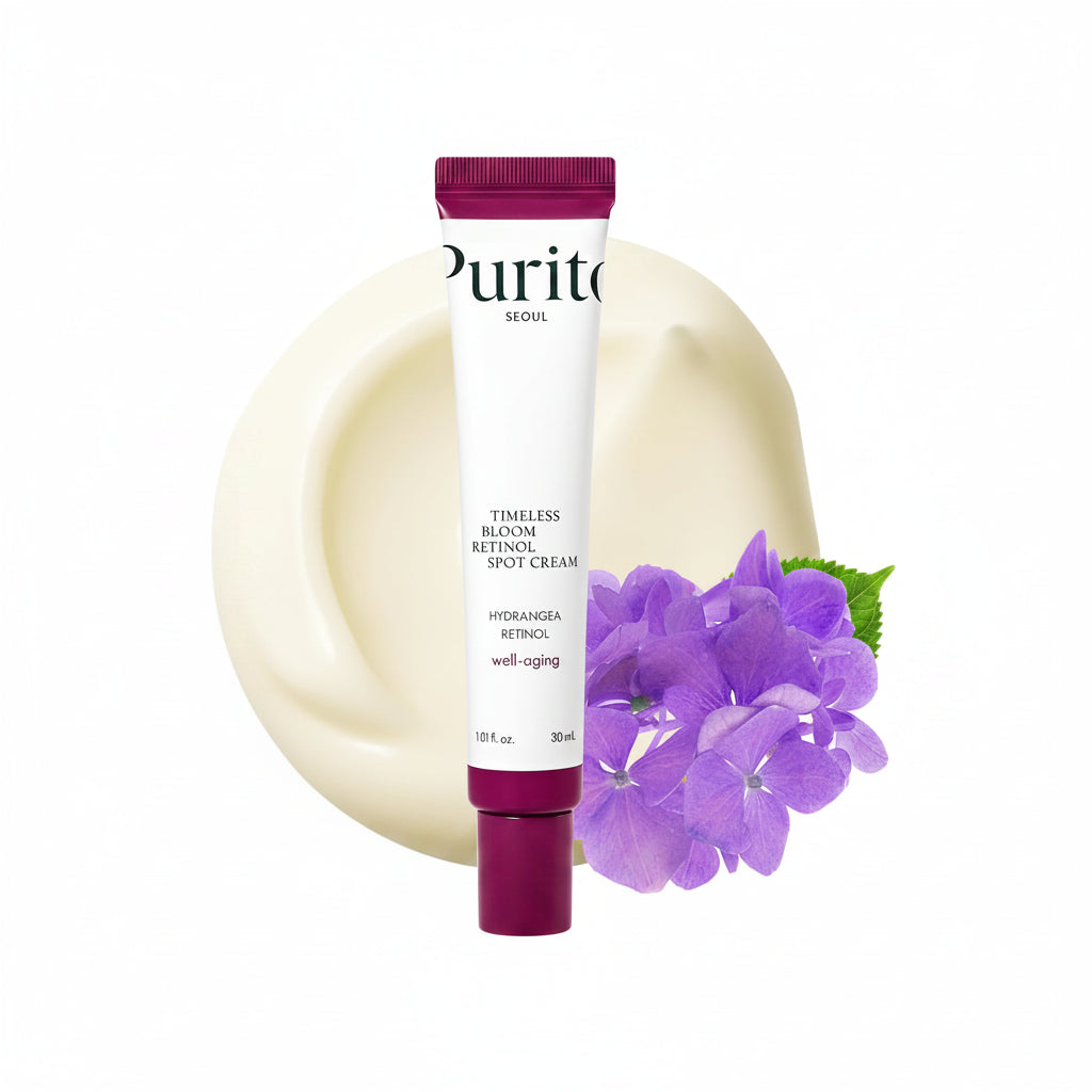 retinol spot treatment, dark spot corrector cream, Korean skincare retinol, acne scar removal cream, anti-aging cream Korea, pigmentation cream, Purito Timeless Bloom, retinol cream for beginners - Makeup Stash Pakistan