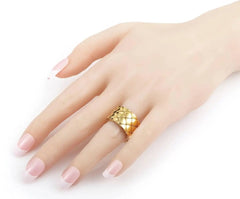 gold plated ring, stainless steel ring, adjustable ring, square matrix band ring, quilted diamond ring, geometric ring, gold band ring, statement jewelry - Makeupstashpk