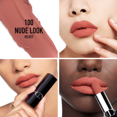 Dior Rouge Dior Mini Lipstick, Dior Mini Lipstick 100 Nude Look, Dior Nude Lipstick, Travel Size Lipstick, Luxury Lipstick, Satin Finish Lipstick, Dior Beauty, Nude Lip Color, Designer Makeup, Long Lasting Lipstick, Mini Dior Lipstick - Makeupstashpk