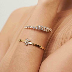 Gold plated bracelet, adjustable bracelet, cubic zirconia bracelet, women's gold bracelet, stainless steel bracelet, crystal bracelet, fashion jewelry, elegant bracelet women, zirconia jewelry, tarnish resistant bracelet, gold jewelry for women, gift for her, dainty bracelet - Makeupstashpk