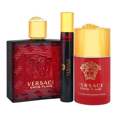 Versace Eros Flame Men 3-Piece Gift Set – EDP 100ml + Travel EDP 10ml + Deodorant Stick 75ml