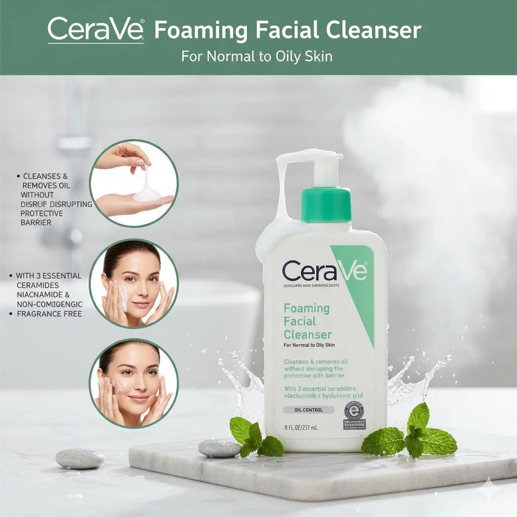 CeraVe Face Wash , Oil Control Cleanser , Ceramide Cleanser, Niacinamide Face Wash , Fragrance Free Cleanse r, Dermatologist Recommended Skincare, Daily Facial Cleanser, CeraVe Skincare , Makeupstashpk
