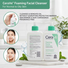 CeraVe Face Wash , Oil Control Cleanser , Ceramide Cleanser, Niacinamide Face Wash , Fragrance Free Cleanse r, Dermatologist Recommended Skincare, Daily Facial Cleanser, CeraVe Skincare , Makeupstashpk