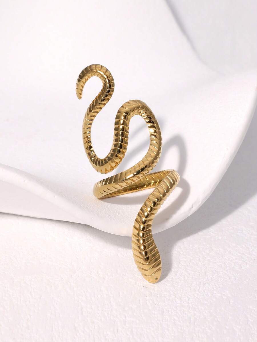Snake ring, gold snake ring, serpent ring, coiled snake ring, wrap around ring, gold plated ring, stainless steel ring, statement ring women, serpent jewelry, snake jewelry women, adjustable snake ring, fashion ring, bold jewelry, luxury inspired ring, women's accessories - Makeupstashpk