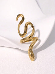 Snake ring, gold snake ring, serpent ring, coiled snake ring, wrap around ring, gold plated ring, stainless steel ring, statement ring women, serpent jewelry, snake jewelry women, adjustable snake ring, fashion ring, bold jewelry, luxury inspired ring, women's accessories - Makeupstashpk