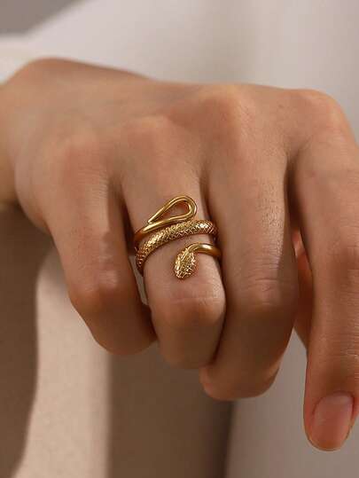 Snake ring, gold snake ring, serpent ring, coiled snake ring, wrap around ring, gold plated ring, stainless steel ring, statement ring women, serpent jewelry, snake jewelry women, adjustable snake ring, fashion ring, bold jewelry, luxury inspired ring, women's accessories - Makeupstashpk