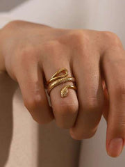 Snake ring, gold snake ring, serpent ring, coiled snake ring, wrap around ring, gold plated ring, stainless steel ring, statement ring women, serpent jewelry, snake jewelry women, adjustable snake ring, fashion ring, bold jewelry, luxury inspired ring, women's accessories - Makeupstashpk