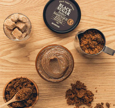 korean face scrub, exfoliating scrub, black sugar exfoliator, skinfood scrub 2x, face exfoliator for glowing skin, k beauty exfoliator, pore cleansing scrub, smooth skin treatment - Makeup Stash Pakistan