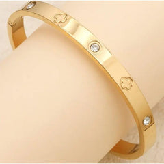 Gold-Plated Rhinestone-Cut Bracelet with Open Clasp | Elegant Sparkling Wrist Cuff
