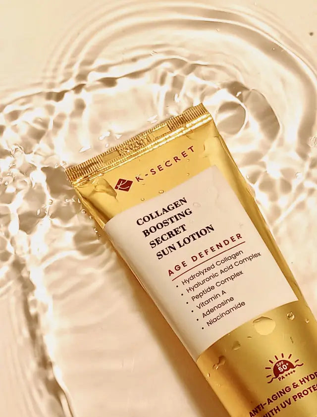 K-Secret Sun Lotion, Korean Sunscreen, Collagen Boosting Sunscreen, SPF Sun Lotion, Korean SPF 50 Sunscreen, Hydrating Sunscreen, Anti Aging Sunscreen, Dewy Finish Sunscreen, Lightweight -Makeupstashpk