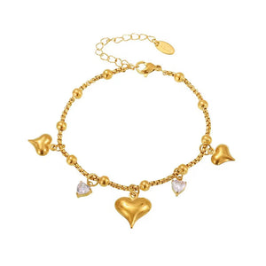 Heart Drop Stone Bracelet, Dainty Bracelet for Women, Elegant Women Bracelet, Adjustable Bracelet, Minimal Jewelry, Heart Charm Bracelet, Stone Bracelet for Women, Fashion Jewelry, Cute Bracelet for Girls - Makeupstashpk