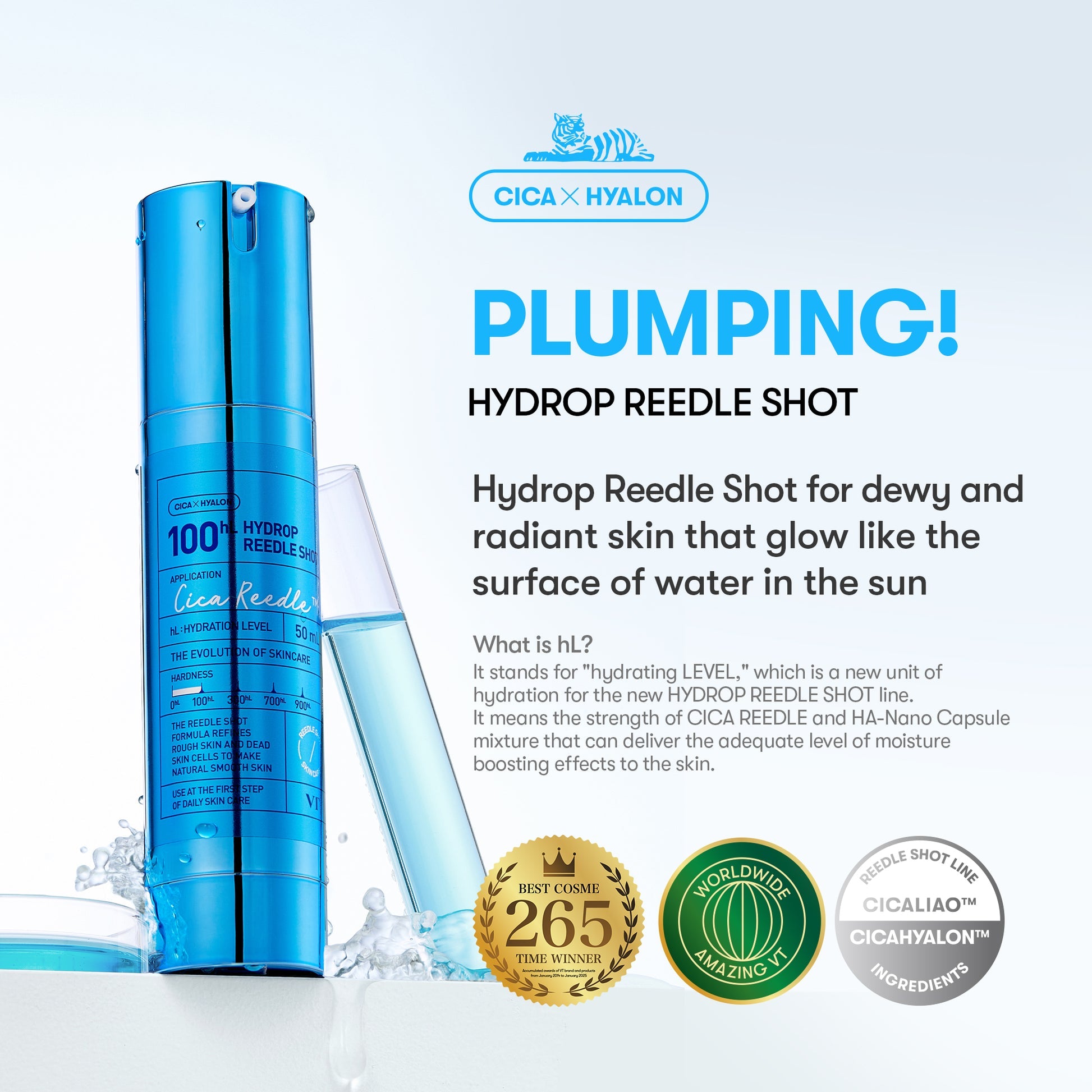 VT Hydrop Reedle Shot, VT Reedle Shot 100HL, Korean Hydrating Ampoule, VT Cosmetics, Hydrating Korean Skincare, Skin Barrier Ampoule, Hyaluronic Acid Ampoule, Korean Beauty Products,Makeupstashpk
