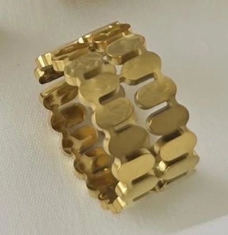 Gold-Plated Stainless Steel Adjustable Geometric Ring | Tarnish-Free Open Band Ring for Women