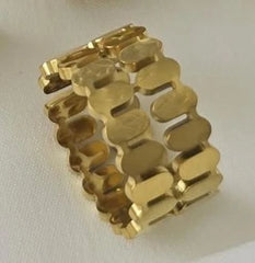 Gold-Plated Stainless Steel Adjustable Geometric Ring | Tarnish-Free Open Band Ring for Women