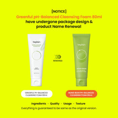 Beplain – Mung Bean Greenful pH balanced Cleansing Foam 80ml - Makeup Stash Pakistan