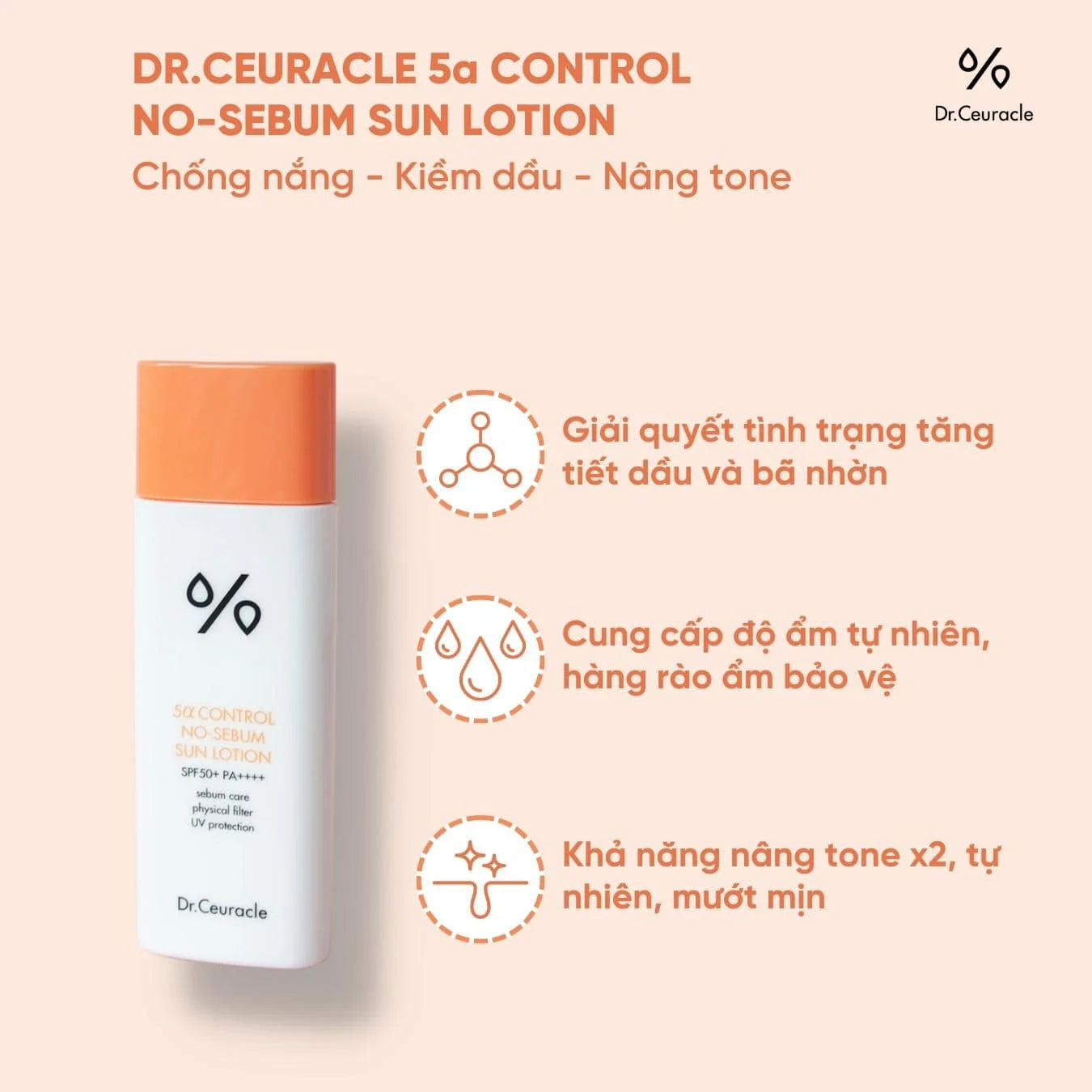 Dr. Ceuracle - 5a Control No Sebum Sun Lotion SPF50+PA++++ 50ml - Makeup Stash Pakistan
