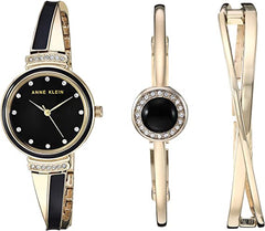 Anne Klein Women's AK /3292BKST Wrist Watch Set - Makeup Stash Pakistan