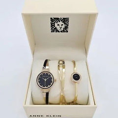 Anne Klein Women's AK /3292BKST Wrist Watch Set - Makeup Stash Pakistan