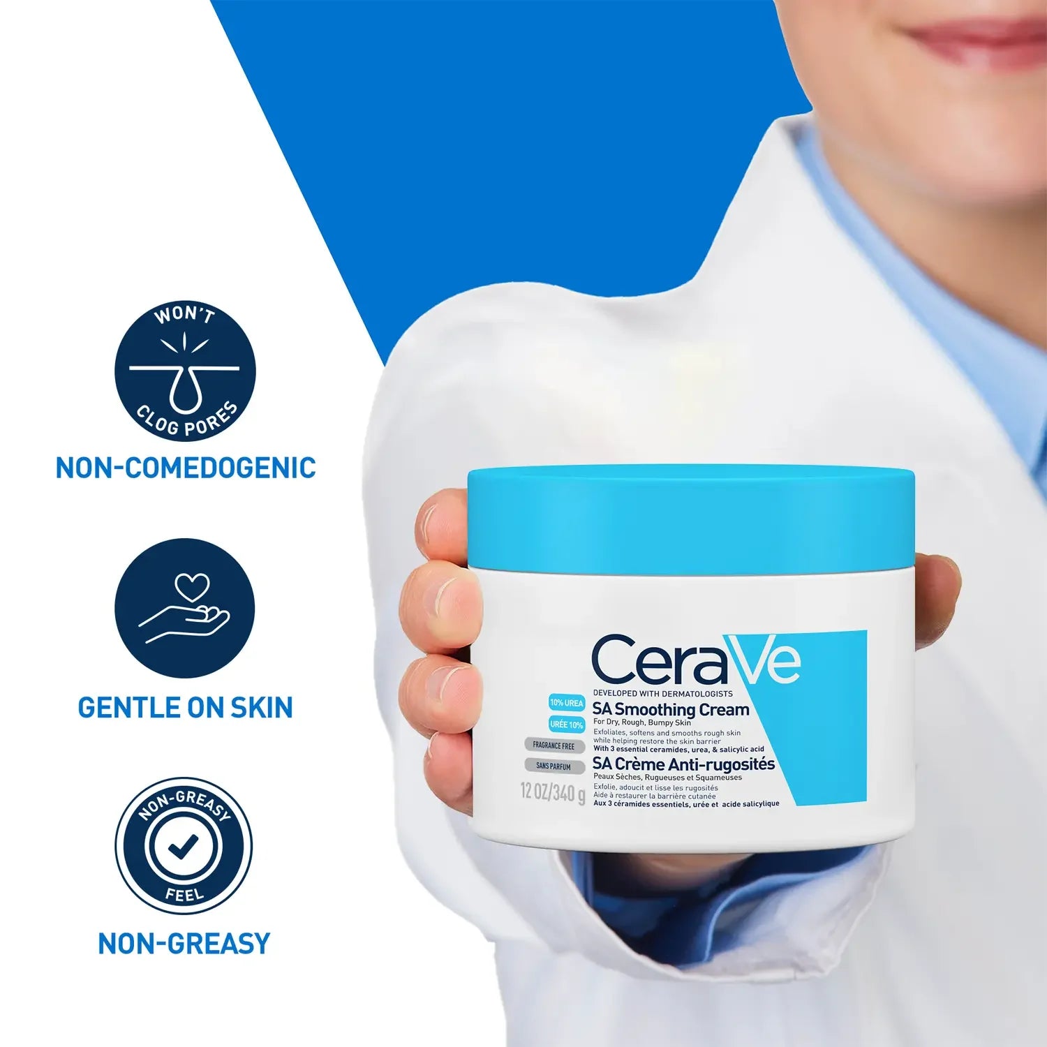 CeraVe,Smoothing Cream,Cerave Skincare,SA Body Cream,Body Cream for Bumpy Skin,Makeupstashpk