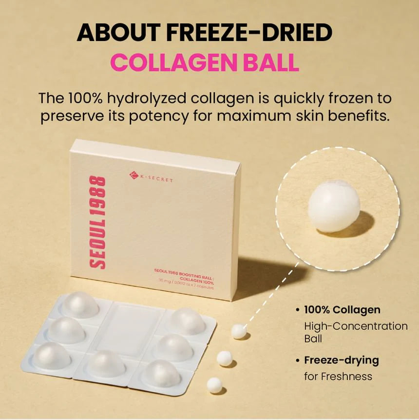 K-secret – Seoul 1988 Boosting Ball: Collagen 100% Capsule 7ea -Makeup Stash Pakistan