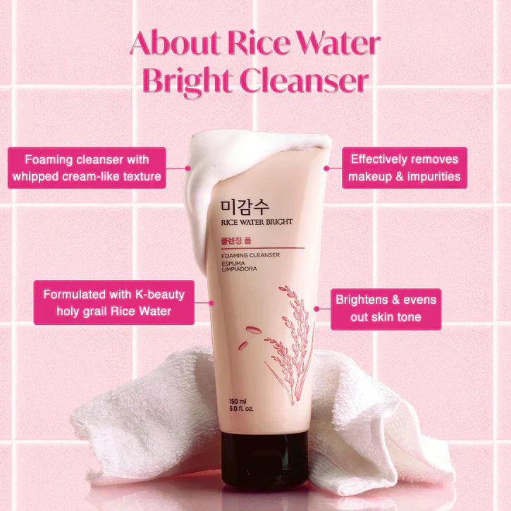 The Face Shop - Rice Water Bright Cleansing Foam 300ml - Makeup Stash Pakistan