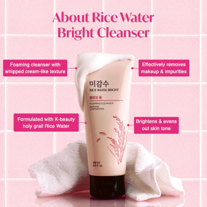 The Face Shop Rice Water Bright Cleansing Foam 150 ML - Makeup Stash Pakistan