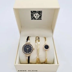 Anne Klein Women's AK /3292BKST Wrist Watch Set