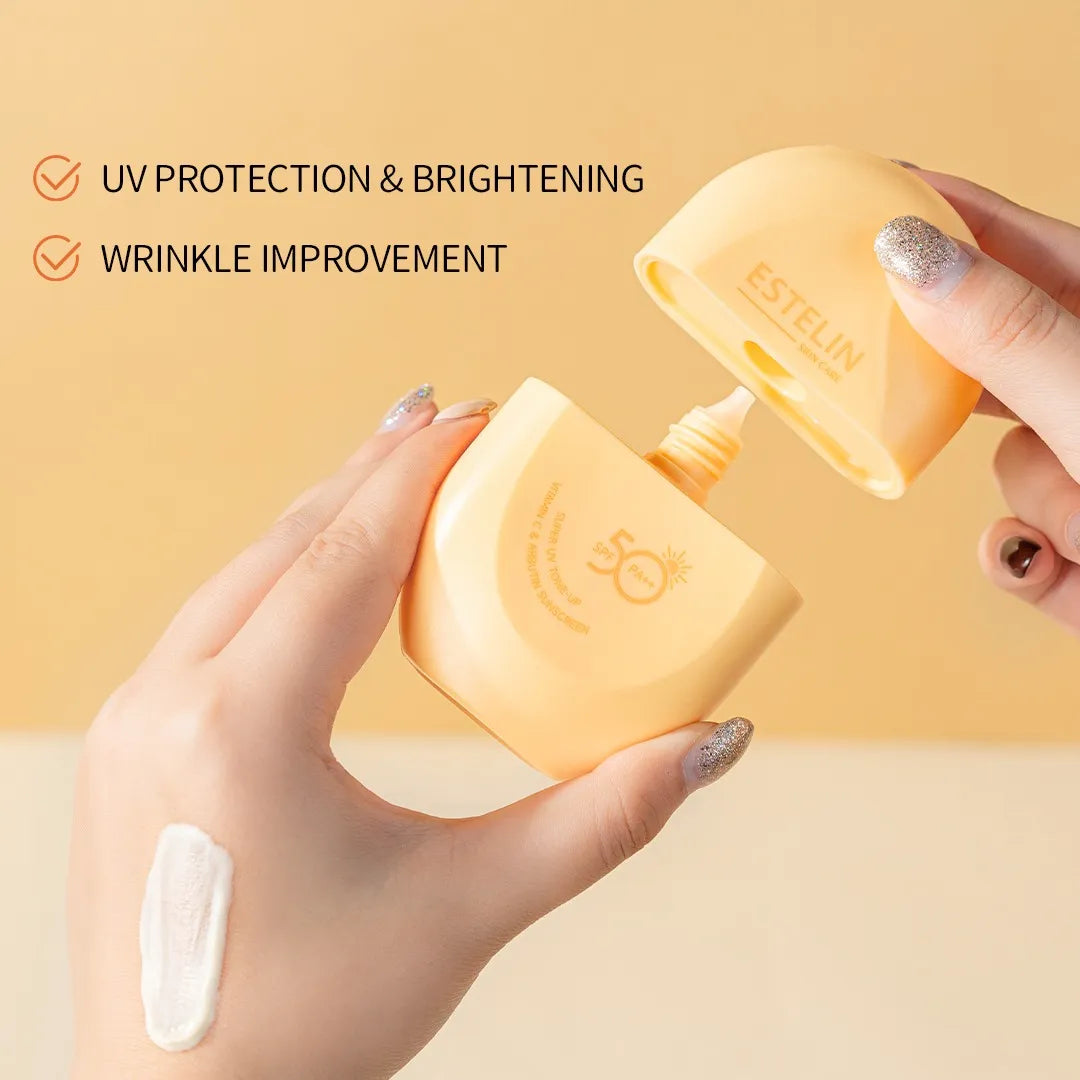 Estelin, Estelin Sunscreen, Estelin Super UV Sunscreen, Tone Up Sunscreen, Tone-Up Sunscreen, Vitamin C Sunscreen, Arbutin Sunscreen, Vitamin C & Arbutin, Face Sunscreen, Facial Sunscreen, UV Protection - Makeupstashpk