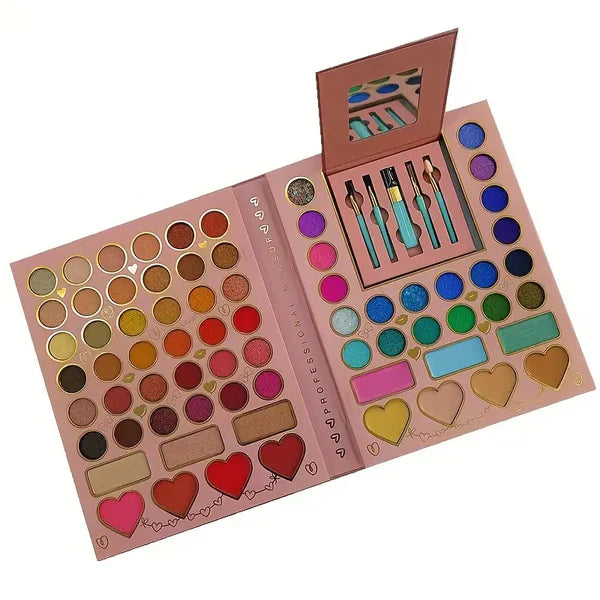 kawaii catcornio palette, 70 color makeup palette, eye and face palette, book makeup kit, travel makeup set, cute makeup palette, professional makeup palette, pigment eyeshadow palette, all in one makeup kit - Makeup Stash Pakistan
