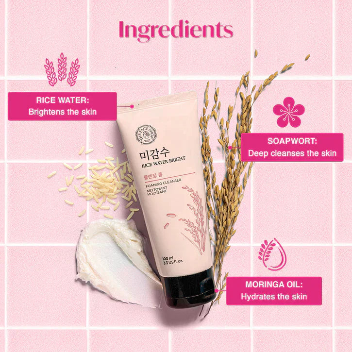 The Face Shop - Rice Water Bright Cleansing Foam 300ml - Makeup Stash Pakistan