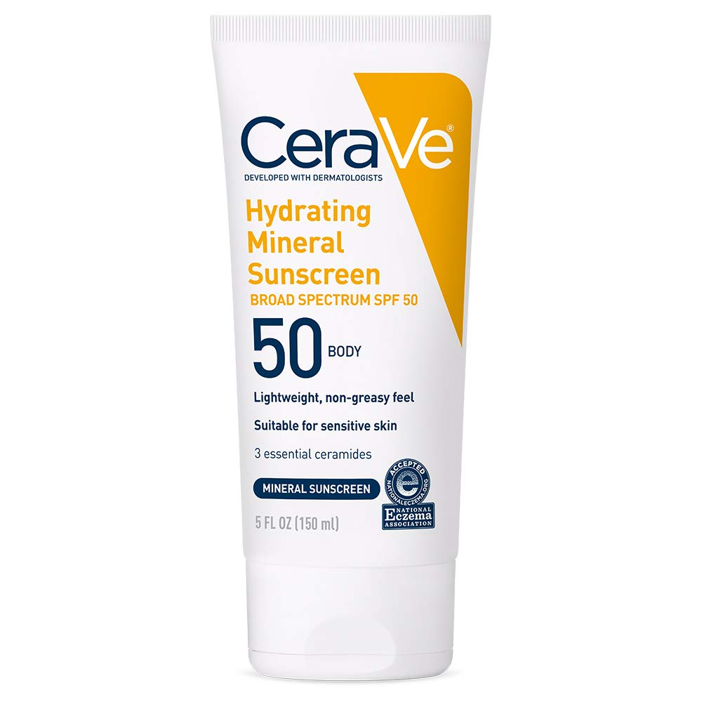 CERAVE Hydrating Mineral Sunscreen SPF 50 Body Lotion 150ml-Makeup Stash Pakistan