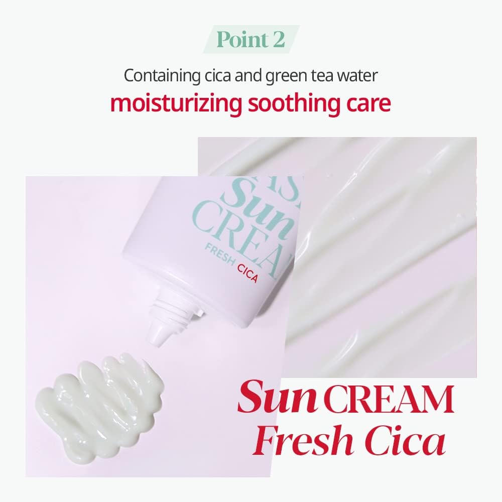 fresh cica sunscreen, korean sunscreen, centella asiatica sunscreen, soothing sunscreen, spf50 sunscreen, sunscreen for sensitive skin, lightweight sunscreen, k-beauty skincare, daily sunscreen - Makeup Stash Pakistan