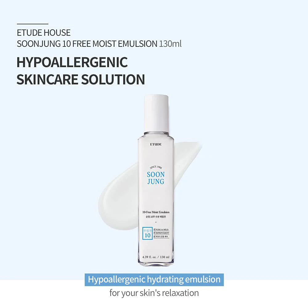 Etude House Soon Jung, 10 free emulsion, sensitive skin moisturizer, Korean emulsion, hydrating emulsion, soothing moisturizer - Makeup Stash Pakistan