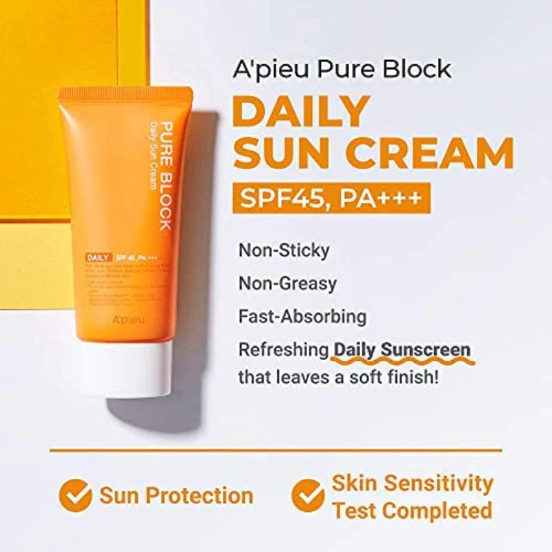 Apieu - Pure Block Daily Sun Cream 50ml - Makeup Stash Pakistan

