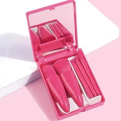 5 Pieces Mini Korean Portable Brush Set - Hot Pink