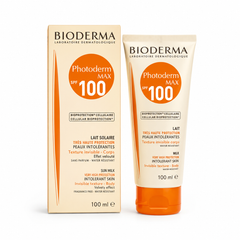 photoderm lait solaire 100ml, spf 100 sunscreen, face body sunscreen, hydrating sunscreen, sensitive skin sunblock, french pharmacy sunscreen, high protection sunscreen, sunscreen for dry skin, uv protection cream, outdoor sunscreen, family sunscreen, bioderma photoderm max - Makeup Stash Pakistan