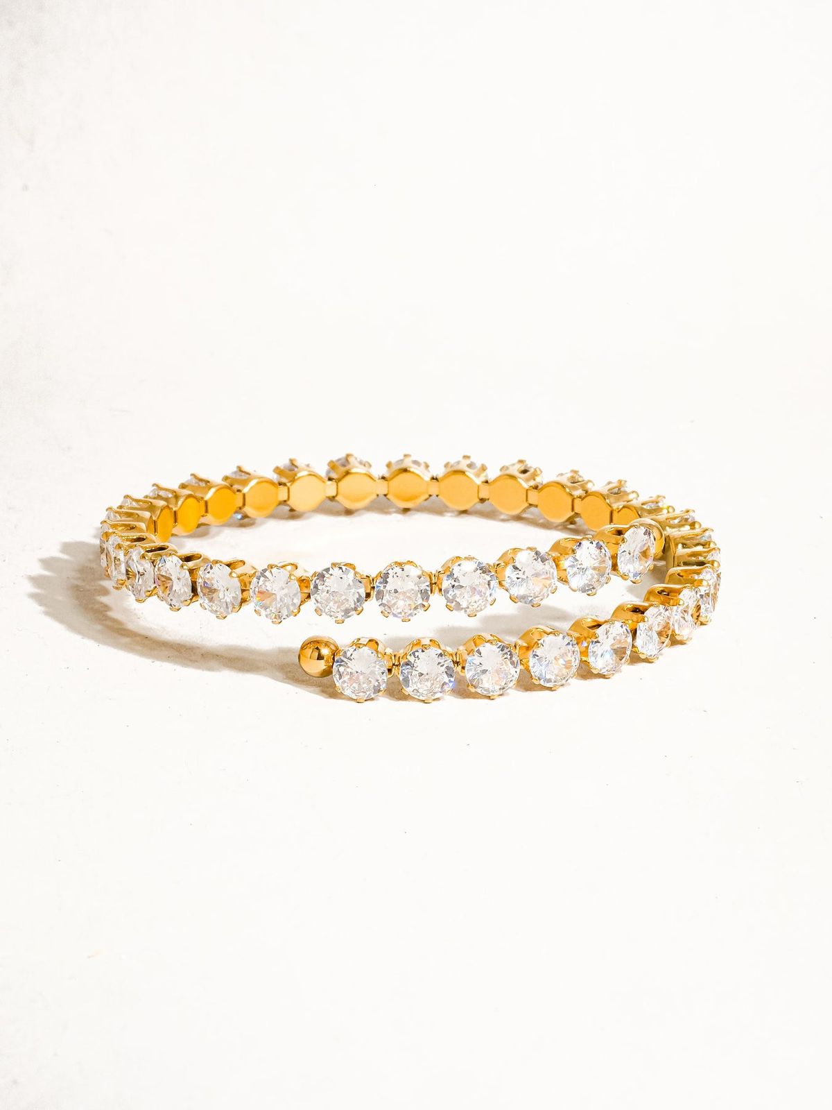 Gold plated bracelet, adjustable bracelet, cubic zirconia bracelet, women's gold bracelet, stainless steel bracelet, crystal bracelet, fashion jewelry, elegant bracelet women, zirconia jewelry, tarnish resistant bracelet, gold jewelry for women, gift for her, dainty bracelet - Makeupstashpk