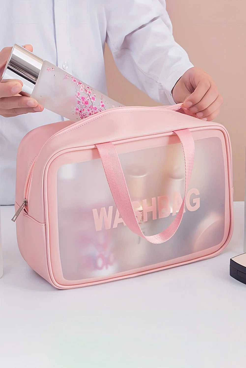 Wash Bag Transparent Waterproof PVC Travel Cosmetic,Makeup Organizer & Toiletry Pouch - Makeup stash Pakistan
