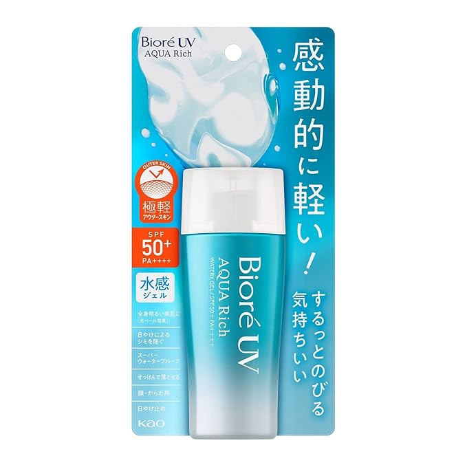 Biore - UV Aqua Rich Sunscreen Water Gel shokunin SPF50+ PA++++70ml - Makeup Stash Pakistan
