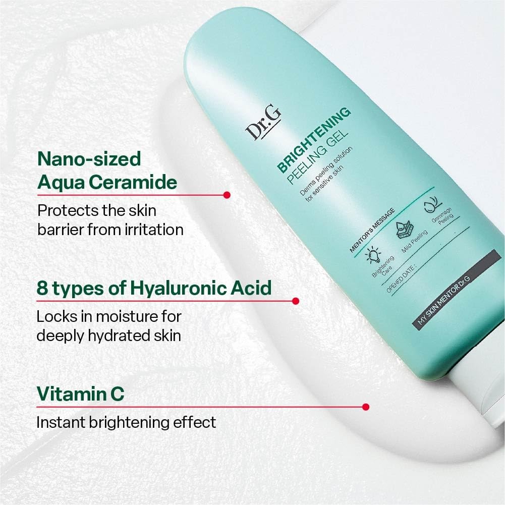 Dr. G,Brightening,Peeling Gel,Gentle Exfoliator,Face Scrub,Radiant Skin,Makeupstashpk