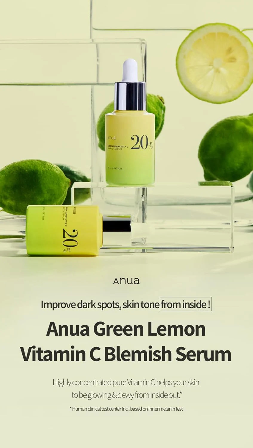 Green Lemon Vita C Blemish Serum, Vitamin C Serum 20g, Brightening Serum, Dark Spot Serum, Lemon Extract Serum, Blemish Control Serum, Hyperpigmentation Treatment, Antioxidant Vitamin C, Hydrating Vitamin C Serum, Korean Skincare Serum, Radiance Boosting Serum, Daily Vitamin C - Makeup Stash Pakistan