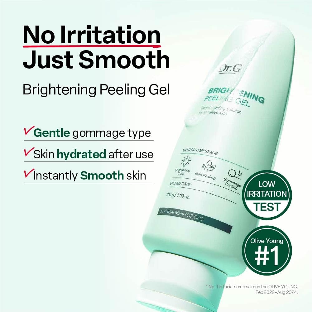 Dr. G,Brightening,Peeling Gel,Gentle Exfoliator,Face Scrub,Radiant Skin,Makeupstashpk
