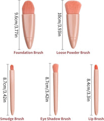 Korean makeup brush set, nude makeup brushes, 5 piece makeup brush set, professional makeup brushes, soft bristle brushes, beauty brush set, Korean beauty tools, foundation brush set, contour brush set, makeup blending brushes, travel makeup brushes - Makeupstashpk