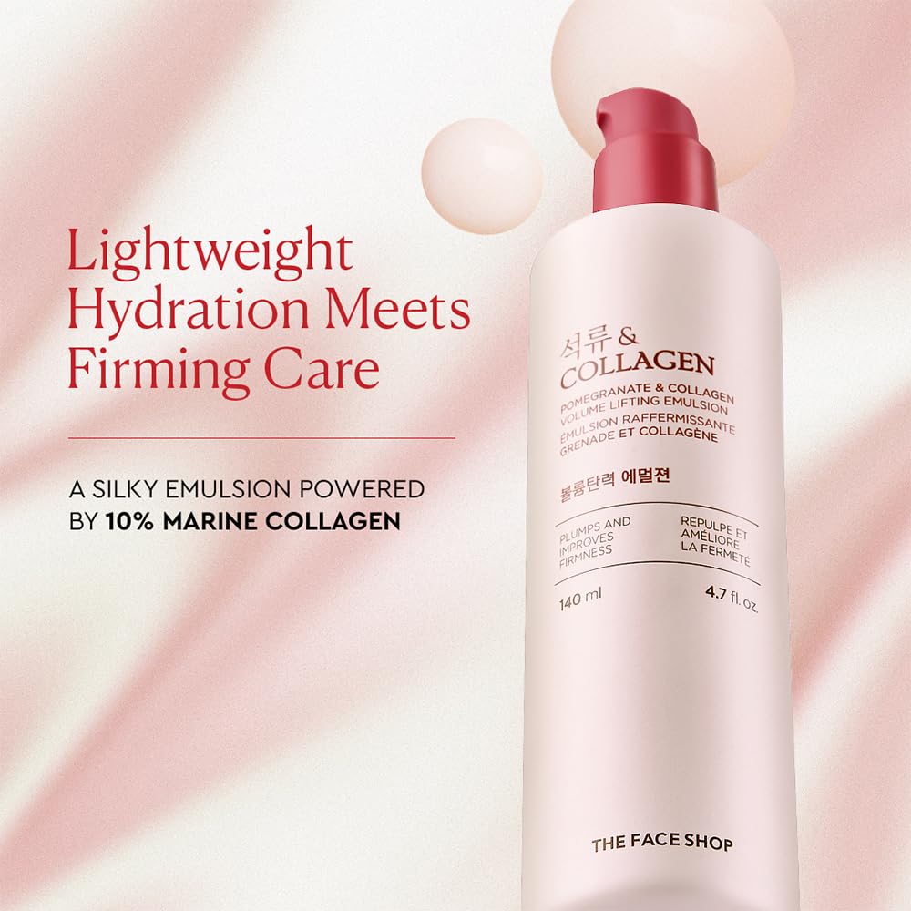 The Face Shop, Korean skincare, anti-aging emulsion, collagen emulsion, pomegranate skincare, firming moisturizer, Korean anti-aging skincare, lifting emulsion, hydrating emulsion, wrinkle care, face emulsion, mature skin care,skin elasticity, collagen moisturizer, pomegranate collagen emulsion, Korean beauty products, moisturizing emulsion - Makeupstashpk