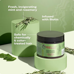 Mielle Rosemary Mint Strengthening Hair Masque 340g | Biotin Deep Conditioning Treatment for Dry & Damaged Hair