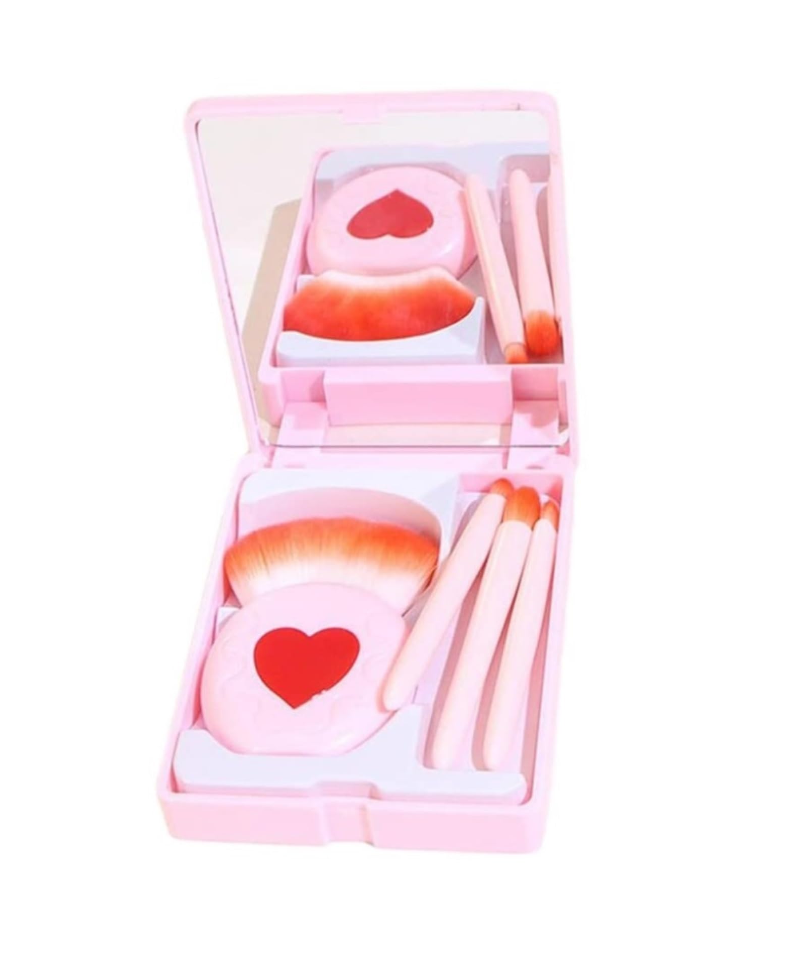 Mini Heart Makeup Brush Set, cute makeup brushes, portable makeup brush set, mini beauty brushes, heart makeup brushes, soft bristle makeup brushes, travel makeup brushes - Makeupstashpk