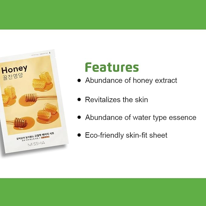 Missha - Airy Fit  Honey Mask Sheets 20ml - Makeup Stash Pakistan
