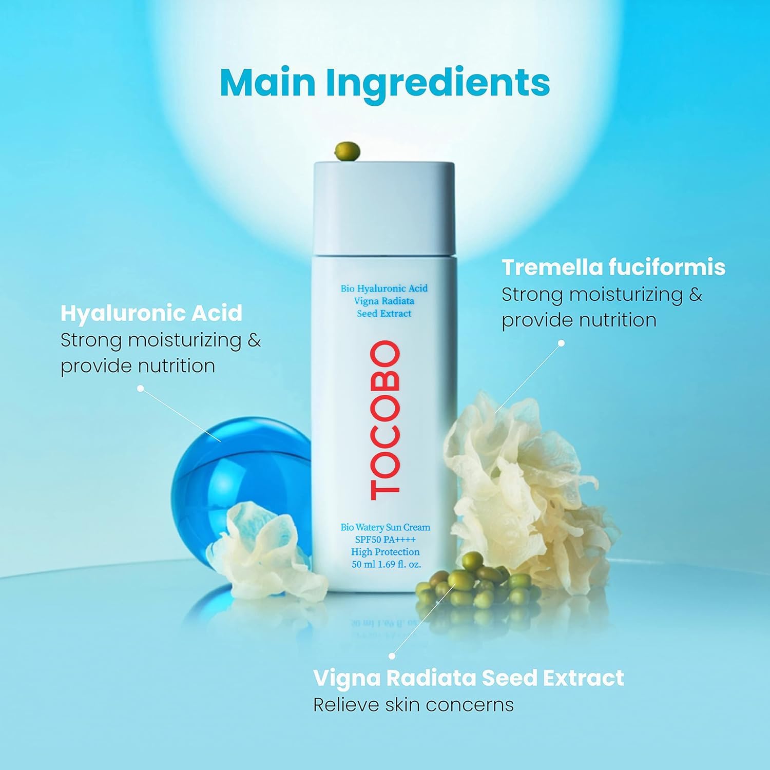 TOCOBO sunscreen, Bio Watery Sun Cream, SPF50+ sunscreen, PA++++ sunscreen, Korean skincare sunscreen, lightweight face sunscreen, hydrating sun cream, non greasy SPF, no white cast sunscreen,Makeupstashpk