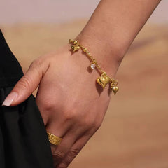 Heart Drop Stone Bracelet, Dainty Bracelet for Women, Elegant Women Bracelet, Adjustable Bracelet, Minimal Jewelry, Heart Charm Bracelet, Stone Bracelet for Women, Fashion Jewelry, Cute Bracelet for Girls - Makeupstashpk